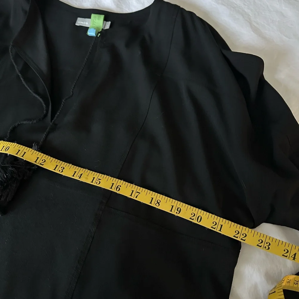 Vince black tunic with tassel tie, size large - Picture 6 of 9